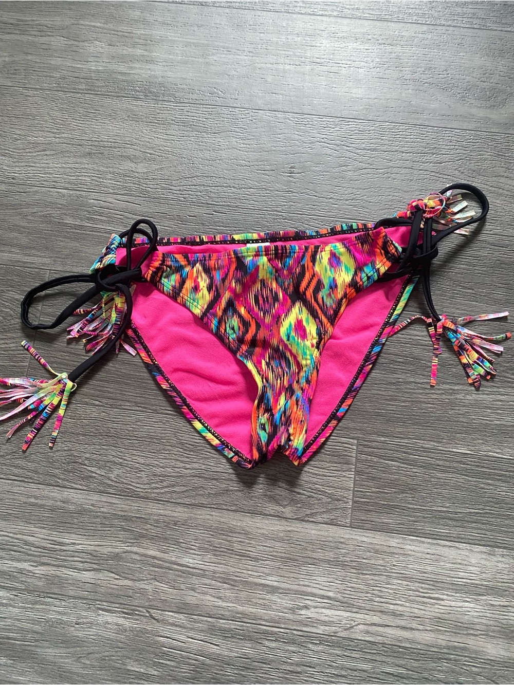 Bongo Hot Pink Multicolor Tie-Side Bikini Bottom